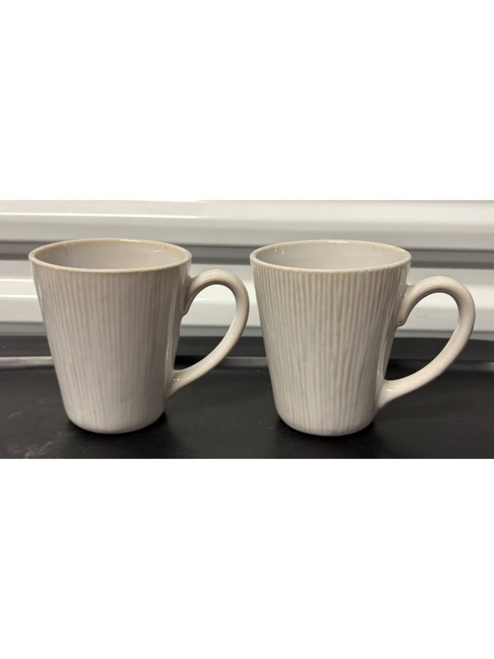 Set Of 2 Pier 1 Shanghai White Stoneware Mugs Dishwasher & Microwave Safe